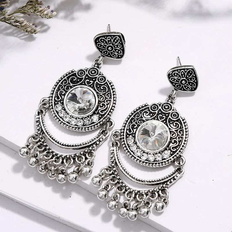 Женские винтажные серьги Crazy Feng этнические ажурные подвески в виде сердца из