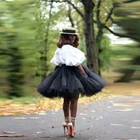 Элегантная черная фатиновая юбка, юбки-пачки до колен, Женская пышная фатиновая короткая юбка с эластичным поясом, на заказ