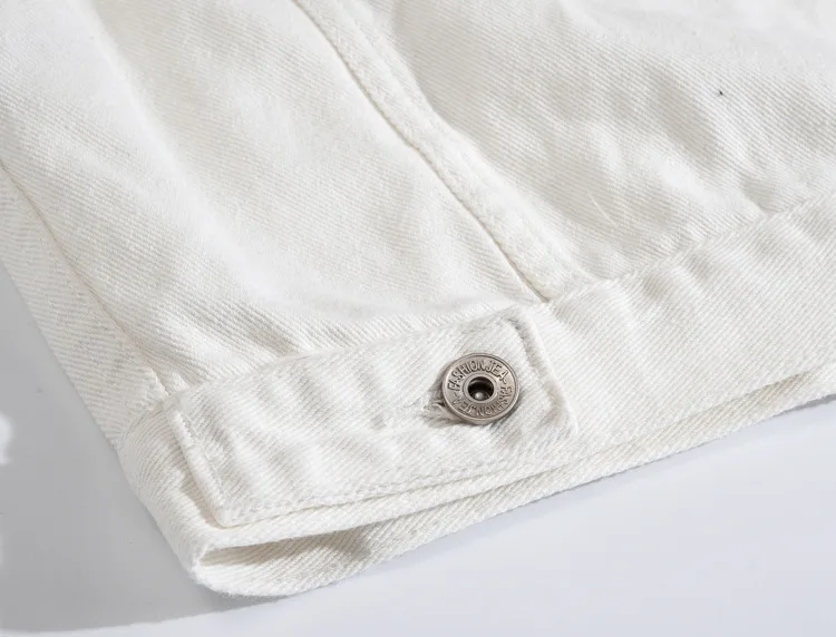 Мужская/Женская рваная джинсовая куртка белая Повседневная модная потертая