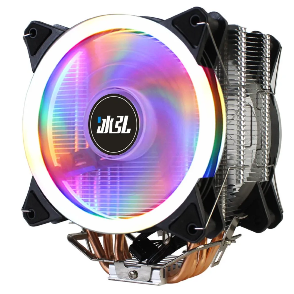 BINGHONG CPU Cooler 4PIN PWM LED 4 Copper Pipe Low Noise CPU Double Cooling Fan for AMD LGA775/115X/1366 Motherboard