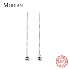 Modian простые очаровательные Минимализм Дизайн Висячие серьги 100% 925 стерлингового серебра модные длинные висячие серьги для женщин серебряные ювелирные изделия