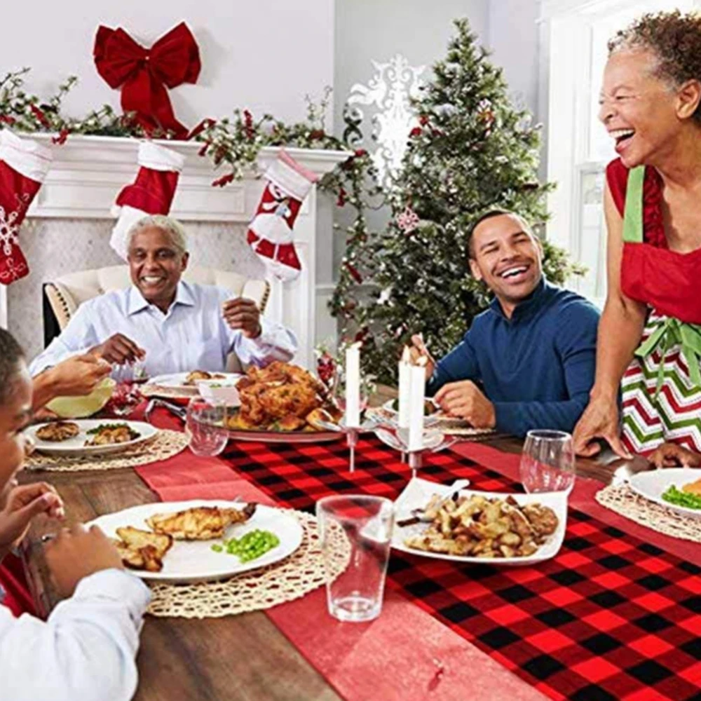 INS хлопковая скатерть Рождественский стол флаг черно белый клетчатый Скатерть