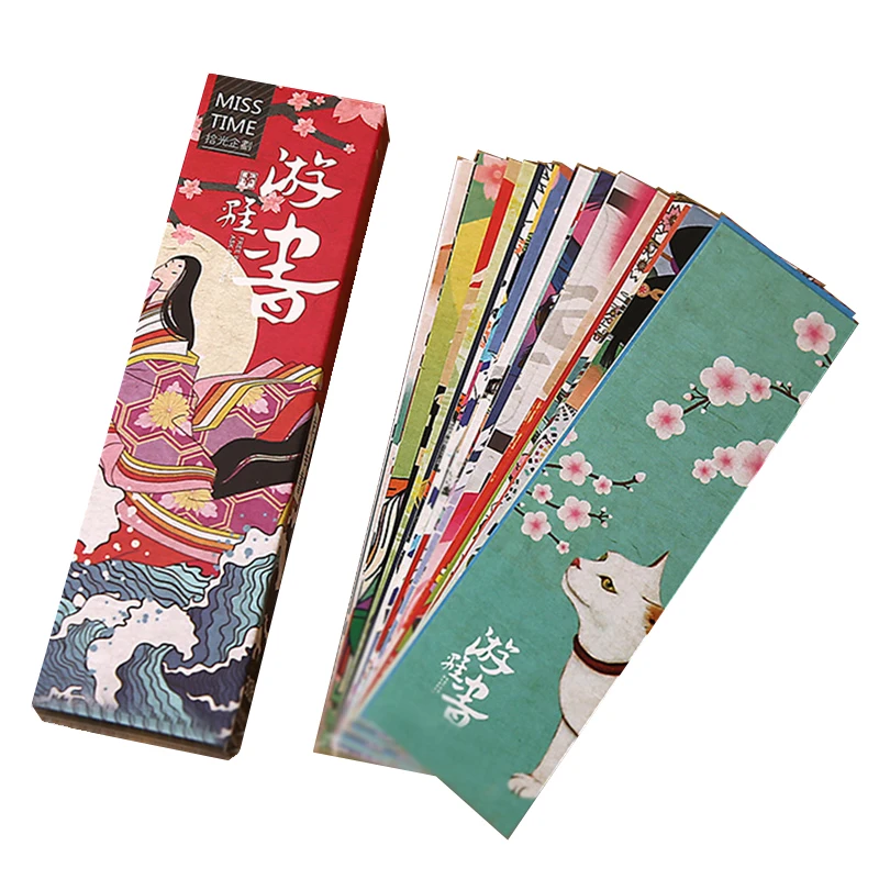 

30 pcs/pack Vintage Japanese Style Bookmark Cute Kawaii Paper Book Marks for Kids School Reading Stationery Materials