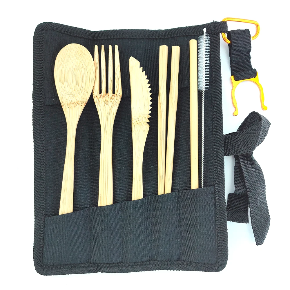 6pcs Hot Bamboo Cutlery Set High-quality Portable Tableware Travel Eco Friendly Flatware kitchen tools Kitchen | Дом и сад