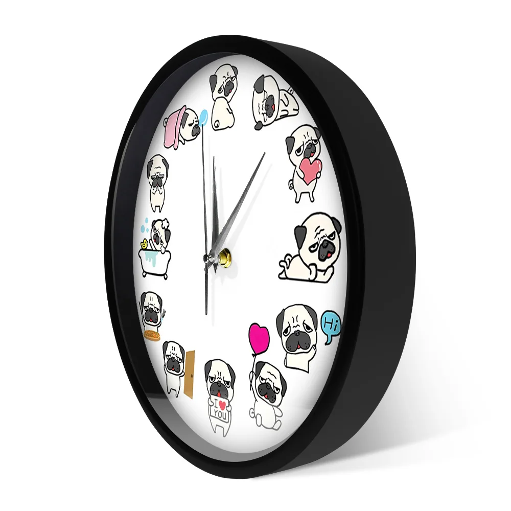 Настенные часы с Мопсом питомец животное собака современный дизайн милые со