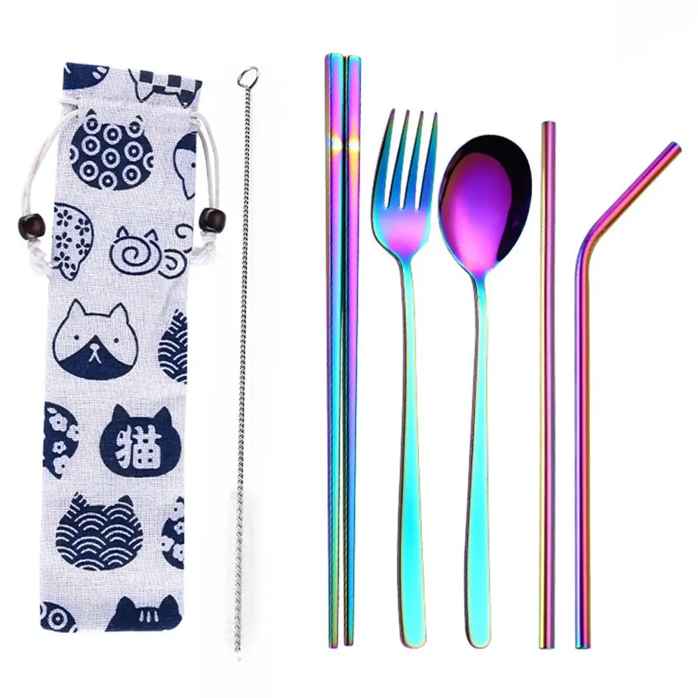 3/5 шт портативный перерабатываемый набор столовых приборов палочки для еды ложка