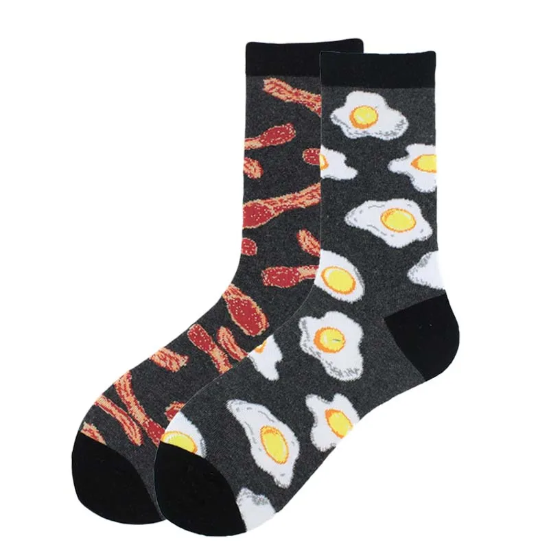 

Divertidos Happy Design Funny Socks Men Chili Music Egg Hamburg Dinosaur Penguin Cactus Unisex Meias Hip Hop Skarpetki Sokken