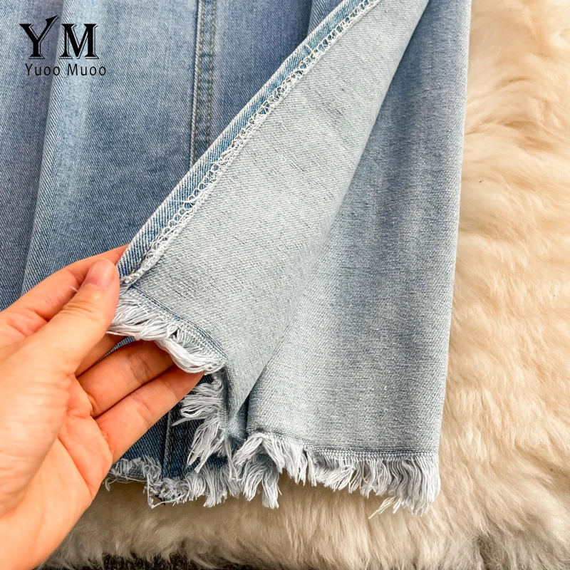 Бренд YuooMuoo модные джинсовые юбки с разрезом для женщин Облегающие высокой талией