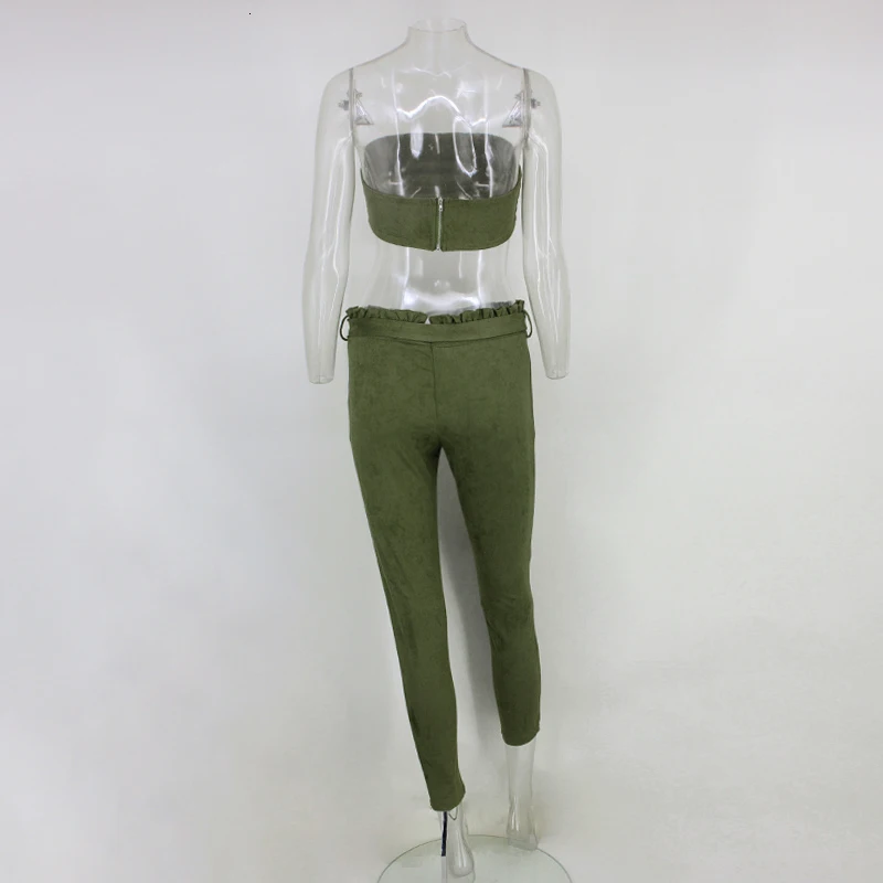 Замшевые кожаные штаны комплект из двух предметов наряды с открытыми плечами Femme