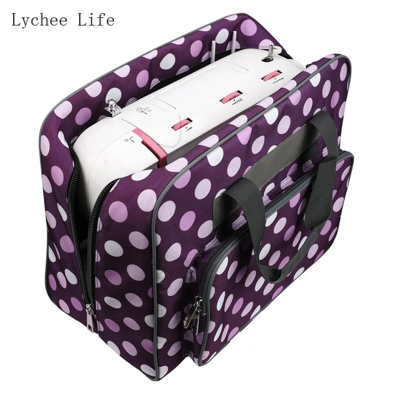 

Lychee Life Dots Printed Sewing Machine Storage Bags Large Capacity Portable Travel Home Organizer Sewing Machine Accessories