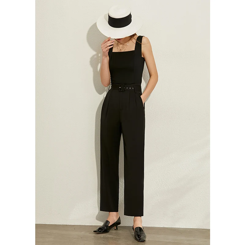 

AMII Minimalism Spring Summer Solid Pleated Causal Women Pants Fashion High Waist Belt Ankel-length Female Pants 12030176