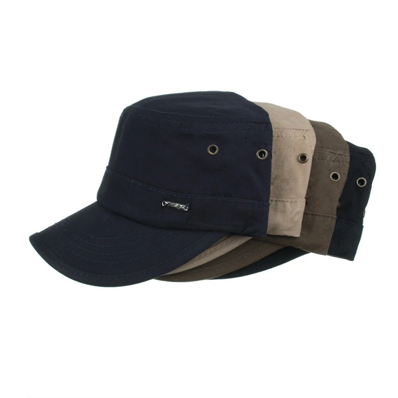 Винтажная военная шапка с металлической пряжкой и плоским верхом мужская тремя