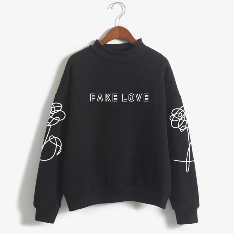 

Love Yourself kpop Capless Sweatshirts outwear Hip-Hop Women Bangtan Boys Album Fake Love Turtleneck New DNA K-pop Clothes