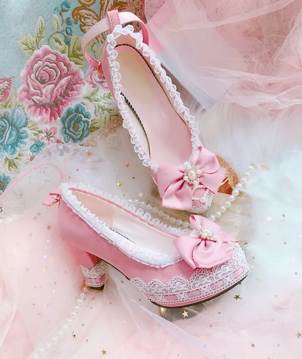 

Lolita lace platform high heels women's shoes waterproof platform sweet spring 202 GPTO