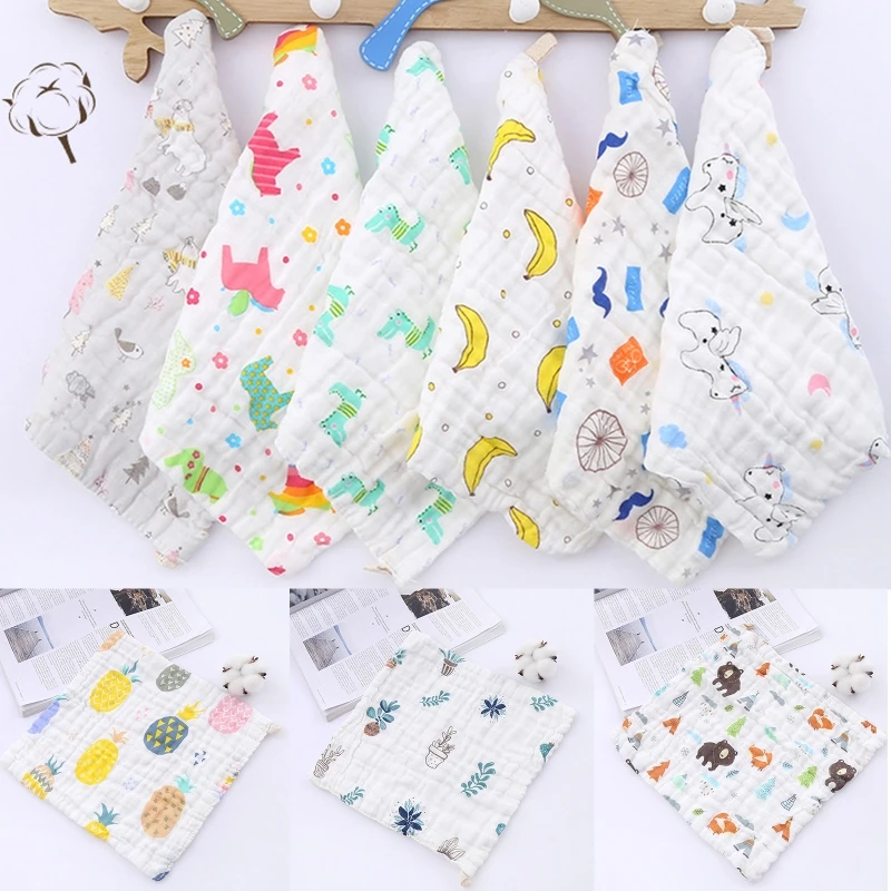 

12Pcs Baby Muslin Square Washcloth 6 Layers Cotton Newborn Face Towel Bibs Soft Breathable Absorbent Wipes Shower Gift Random