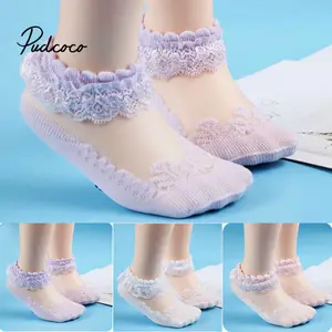 Дышащие хлопковые кружевные сетчатые носки с оборками для принцесс, детские короткие носки до щиколотки, белые, розовые, зеленые, фиолетовые, для маленьких девочек, детей, малышей, 2020