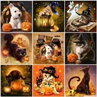 Алмазная живопись 5D с изображением собаки, квадратная вышивка, животное, кошка, мозаика, набор со стразами, подарок для детей на Хэллоуин