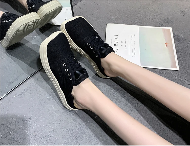 

Square head canvas women shoes 2020 new fashion casual wild cute ugly white shoes doll shoes single shoes zapatillas mujer