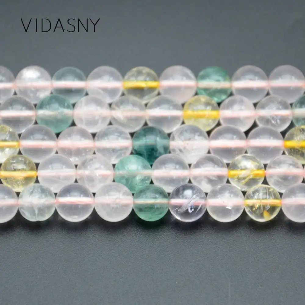 Натуральный камень смешанные аметистами желтый Рутиловый Quartzs Круглые бусины