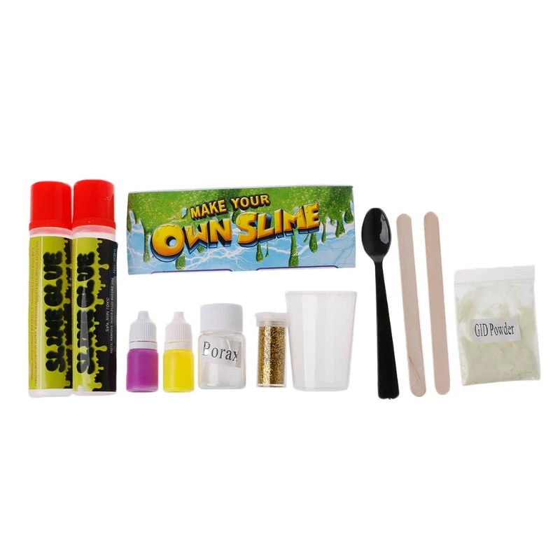 Slime Kit Сделай Сам научная лаборатория для детей светящиеся шары блестки инструкции мерный стакан Q6PD