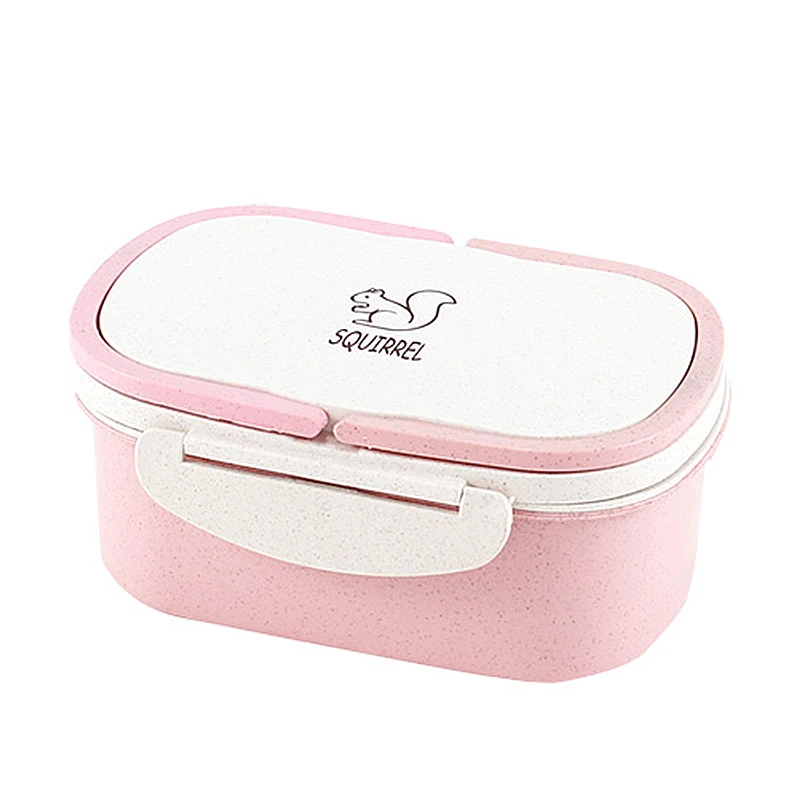 1 шт. пшеничная соломенная двойная переносная коробка для ланча мультяшная