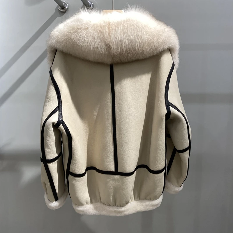 Женская шуба из натурального меха теплая Толстая куртка 2021 натуральной овечьей