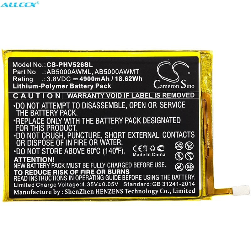 Аккумулятор Cameron Sino AB5000AWML AB5000AWMT для Philips CTV526 Xenium V526 V787 4900 мАч|Аккумуляторы