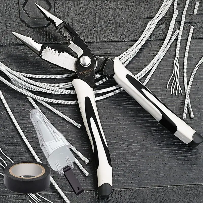 

6 In 1 Multifunction Wire Stripper Steel Electrician Needle Nose Pliers Crimper Cutter Split Function Wire Stripping Pliers