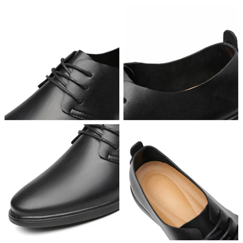 New Men's Dress Shoes Casual Real Leather Men Business Office Footwear Spring Autumn Non-Slip Formal Oxford For | Обувь