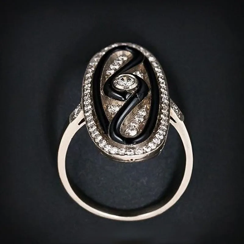 

Women's Vintage 925 Silver Oval Epoxy Ring Banquet Wedding Engagement Wedding Gift Jewelry Ring