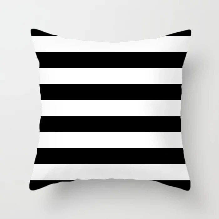 Плюшевый чехол для подушки с геометрическим принтом черные полосатые наволочки
