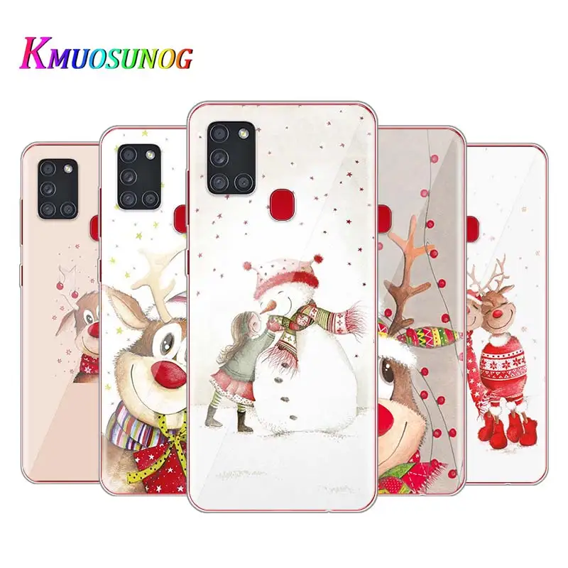 Рождественский мультяшный чехол с лосями для Samsung Note20 S20 Ultra Plus A91 A71 A51 A41 A31 A21 A21S A11