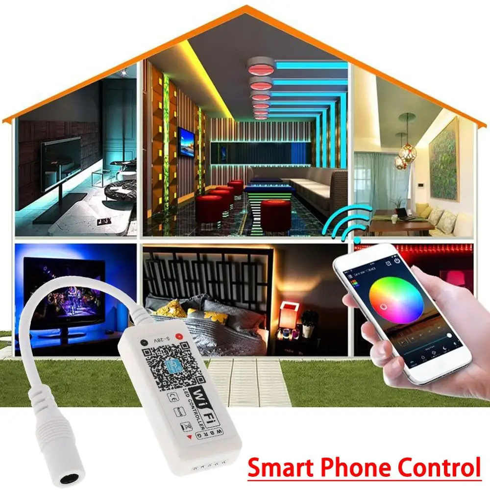 Мини-контроллер Wi-Fi для ярких светодиодных ламп RGB RGBW 5050 с диммером Smart Alexa Google Home |
