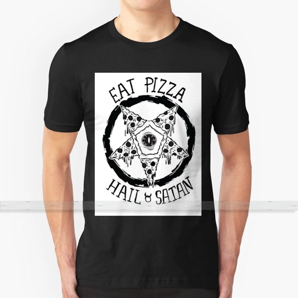 

Футболка «Eat Pizza» с надписью «Hail Satan» хлопковая футболка для мужчин и женщин с индивидуальным дизайном летние топы с надписью «hail satan» eat pizza ...