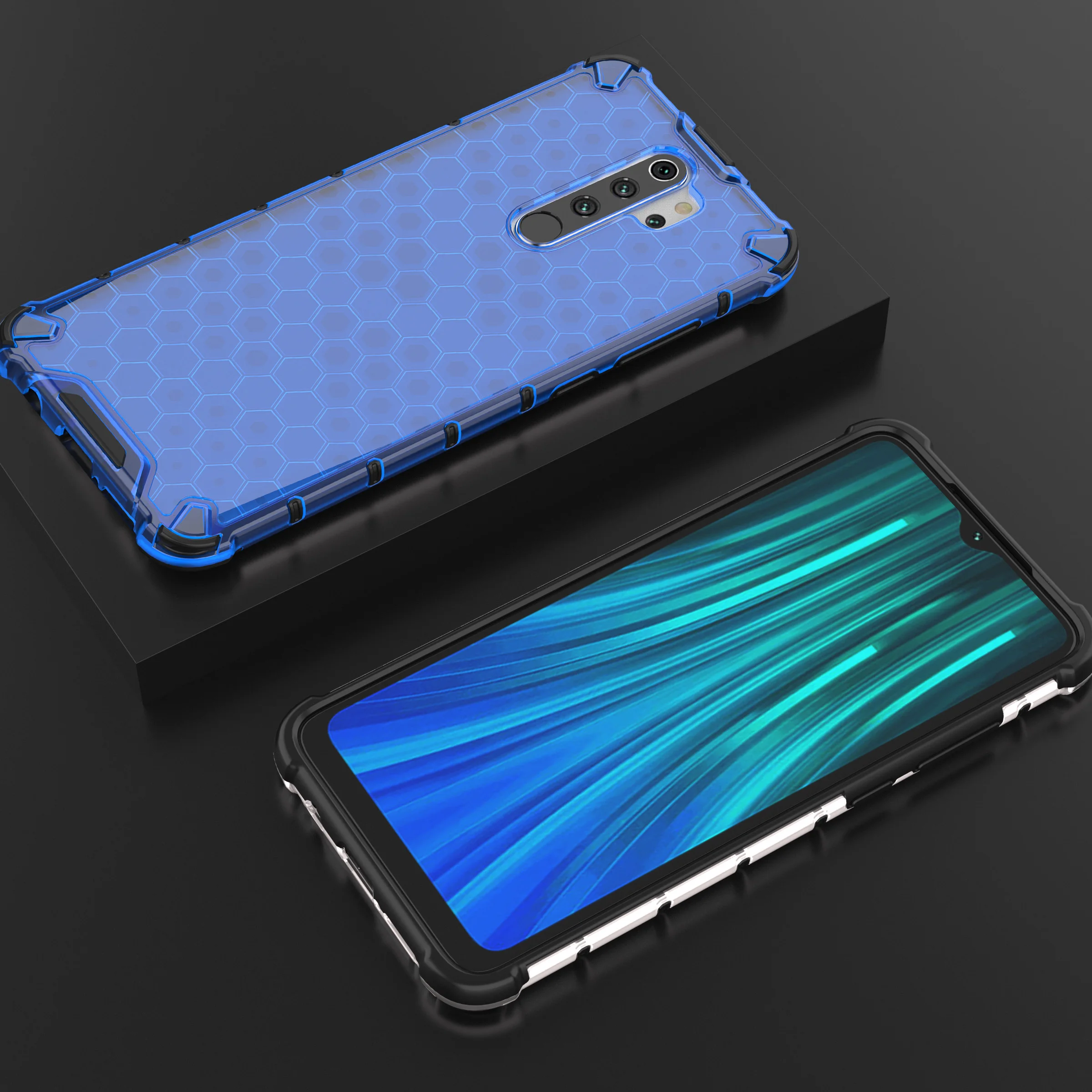 Синий Сотовая защита для Xiaomi Redmi Note 8 Pro Чехол прозрачная гибридная силиконовая броня для Redmi Note 8 7 6 5 7A Pro задняя крышка - Цвет: Синий