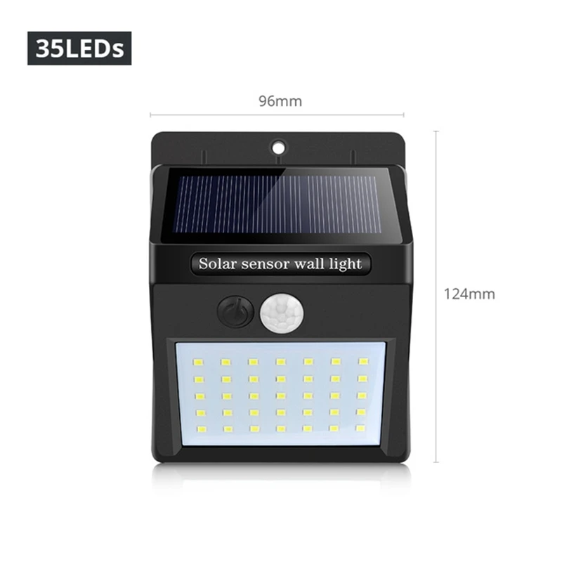 35 LEDs Светодиодный уличный фонарь на солнечной батарее умный датчик движения ночник для наружного двора дорожка садовое освещение Солнечная энергия Плаза настенный светильник - Испускаемый цвет: 35 LEDs