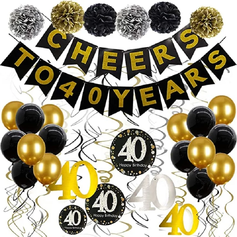 Украшения для 40-го дня рождения мужчин и женщин украшения 40 лет декор | Дом сад