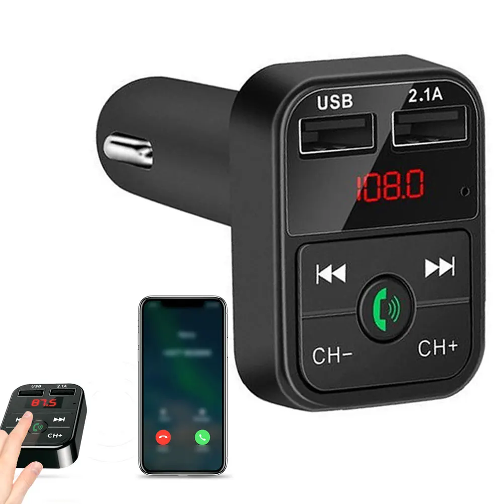 

Bluetooth Wireless Car Kit Handfree LCD FM Transmitter Dual USB Car Charger 2.1A MP3 Music TF Card U Disk AUX Player 2 Usb
