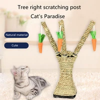 cat scratching frame handmade straw sisal tree branch kitten post molar climbing playtings cat detachable teasing toy supplies
