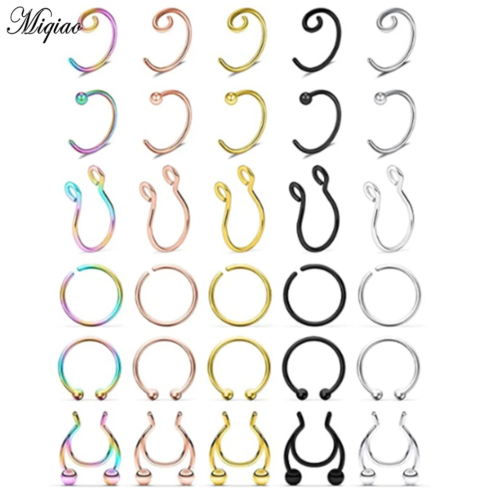 

Miqiao 30pcs Fashion Explosion Set Stainless Steel Fake Nose Ring Exquisite Body Piercing Jewelry