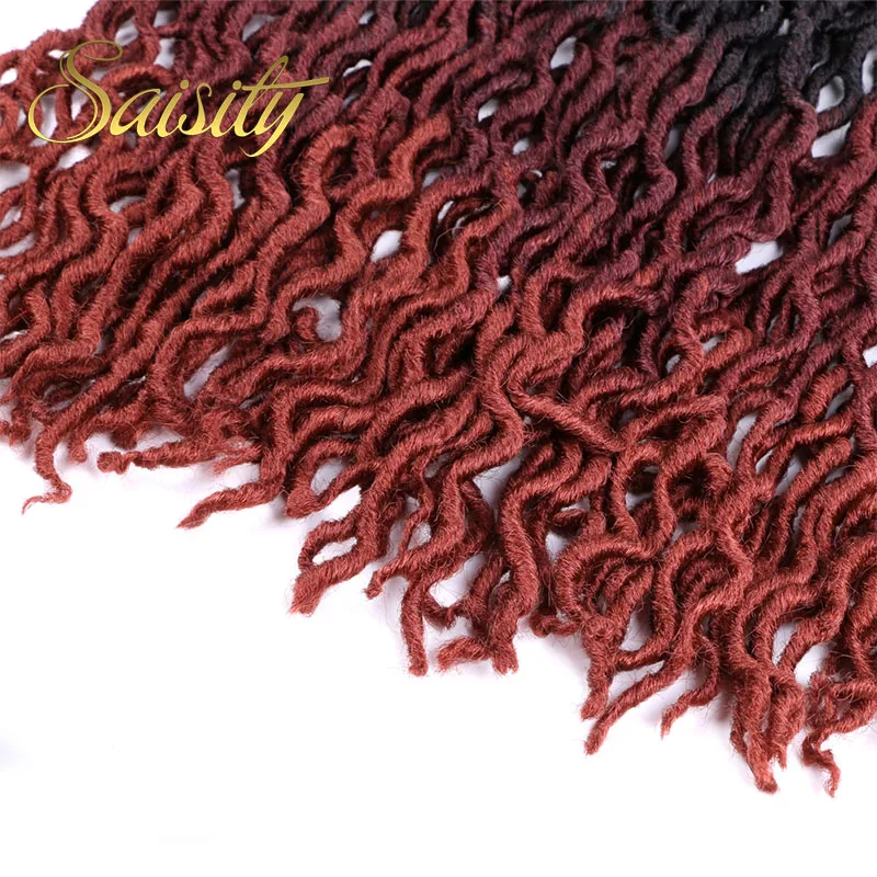 Saisity 18 дюймов 24 пряди Синтетические Ombre Faux locs кудряшки для наращивания мягкие вязанные крючком косички для наращивания волос