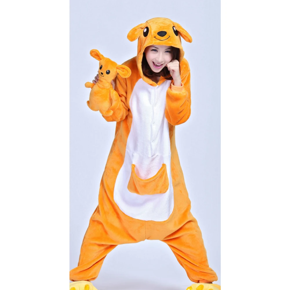 

New Cute Animal Kangaroo Pajamas Homewear Pijama Cosplay Pijamas Unisex Adults Flannel Onesies Women Clothes Sleepwear Robe