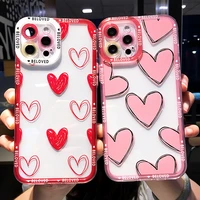 soft love heart transparent phone case for iphone 11 12 13 pro max xs x xr 7 8 plus se 2020 bumper shockproof back cover