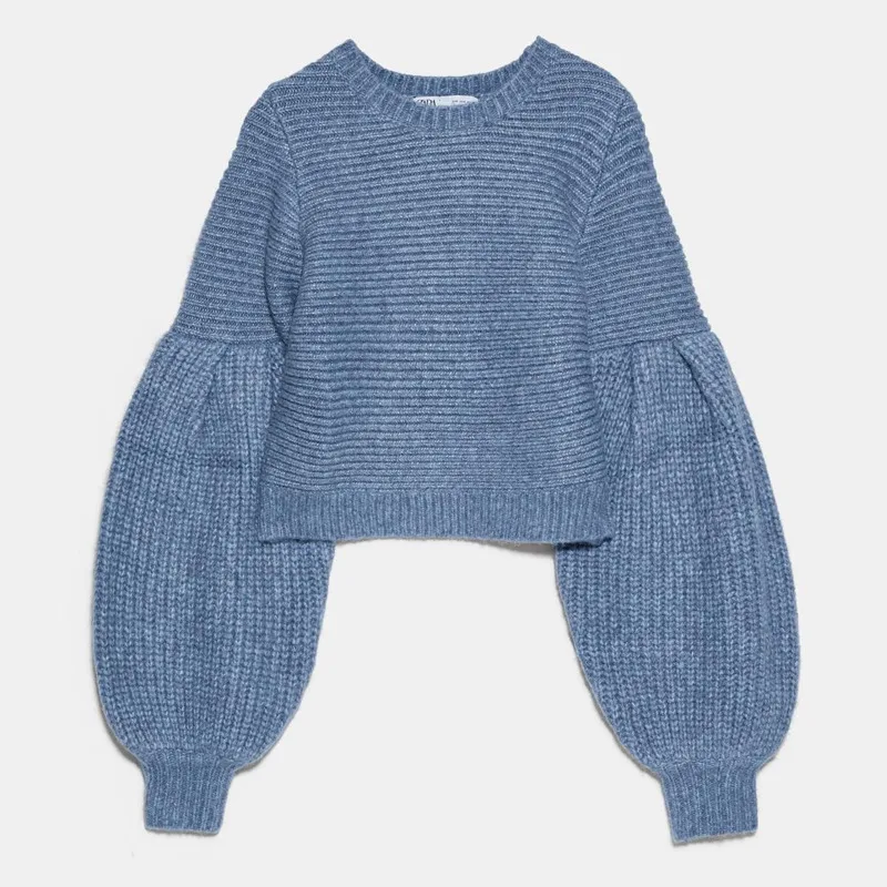DEAT 2020 new spring fashion women clothes round neck pullover lantern sleeves knitting sweaters WK56405 | Женская одежда