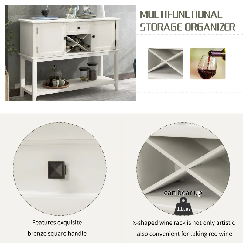 Деревянный столик-консоль с винной полкой открытая полка буфет для хранения