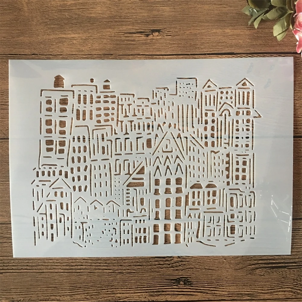 

A4 29cm Metropolis City Buildings DIY Layering Stencils Wall Painting Scrapbook Coloring Embossing Album Decorative Template