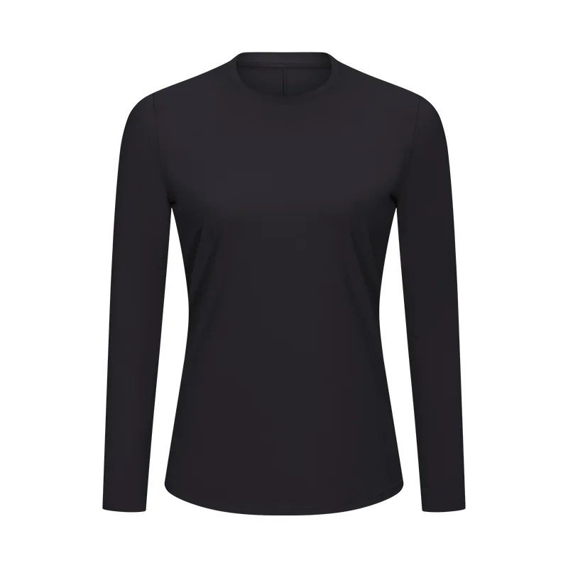 2022 women's new long-sleeved T-shirt winter frosted double-sided fleece bottoming shirt thermal underwear round neck T-shirt