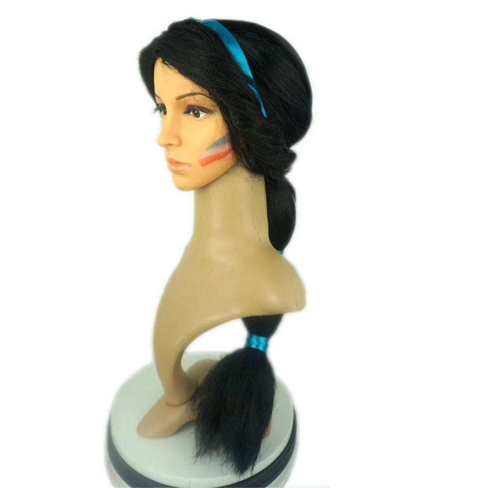 Aladdin's Lamp Halloween Girls Princess Jasmine Hair Black Long Wig Fancy Kids Rapunzel Disguise Child Cosplay Unicorn | Детская