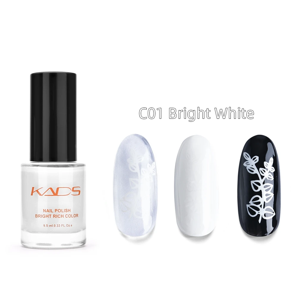 C01 Pure KADS, новинка, 9,5 мл, два в одном, лак для ногтей, тиснение, чистый цвет, флуоресценция, жемчуг, лак для ногтей, для тиснения, лак для ногтей - Цвет: C01 Pure