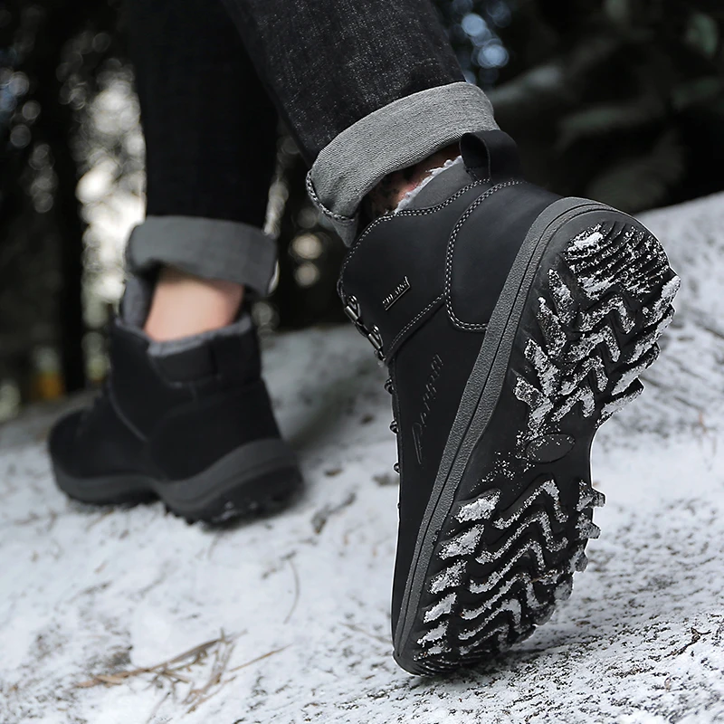 

Plus Size14 Men's Winter Snow Boots Botas Hombre Waterproof Booties High Top Casual Sneakers Ankle Plush Warm Casual Shoes Adult